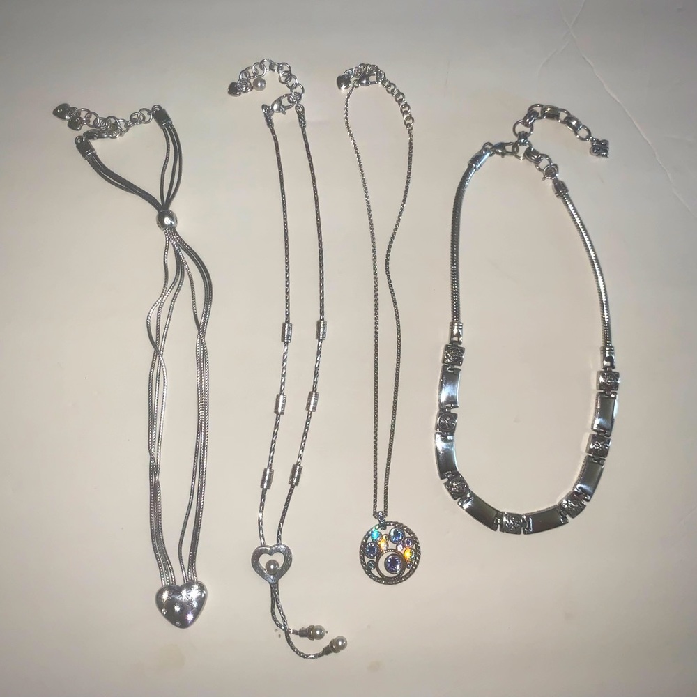 Lot of 4 Brighton adjustable necklaces heart chunky